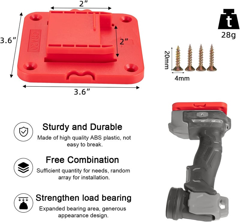 Crivnhar Tool Drill Mount Holder Compatible for Craftsman 20V Li-ion Drills, Heavy Duty ABS Tools Wall Dock Hanger for Garage, Workshop, Work Truck, 20 Screws, 5 Packs (No Tool) - Image 2
